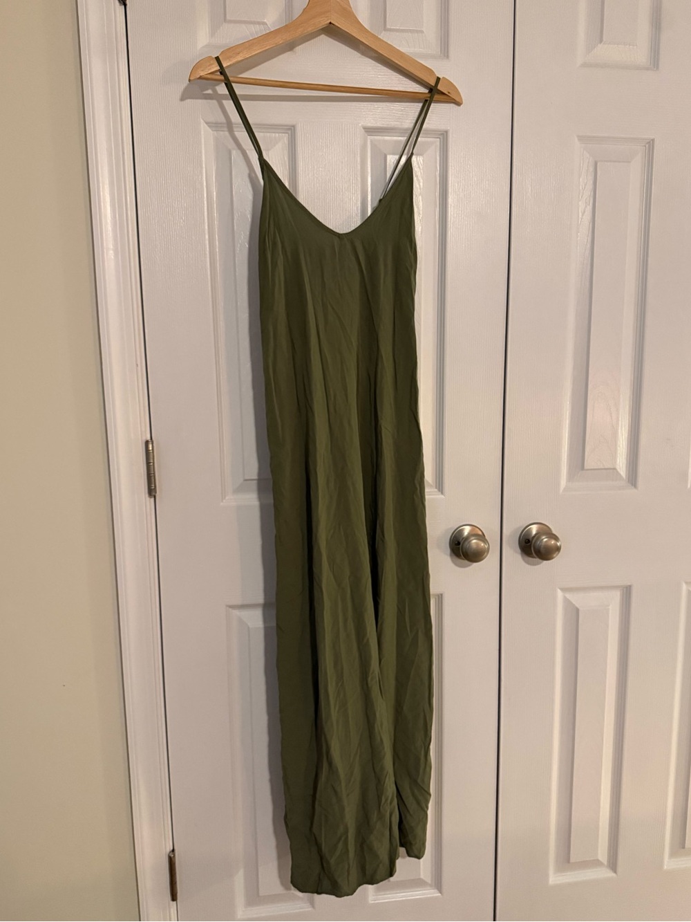 Old Navy Olive Green Slip Maxi Dress with Spaghetti Straps